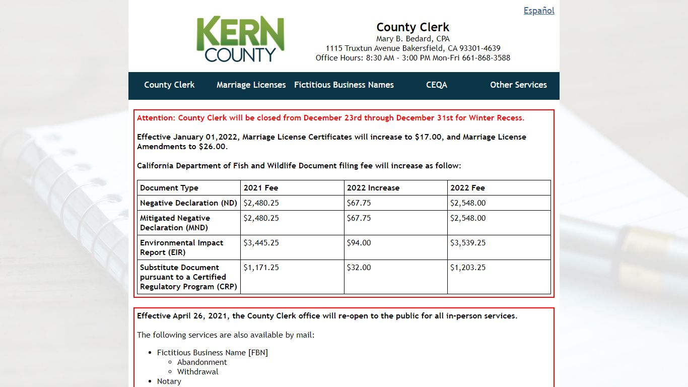 Kern County Clerk